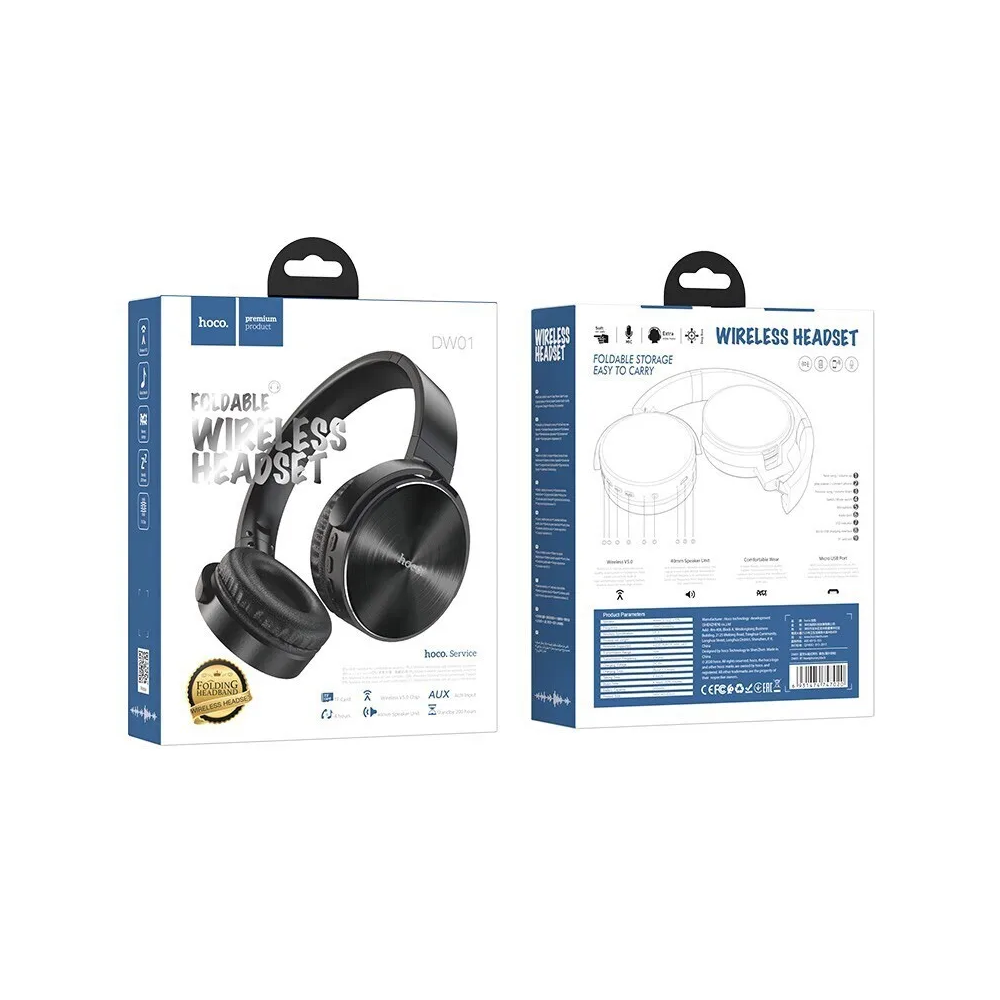 ყურსასმენი Hoco DW01 BT wireless headphones Black