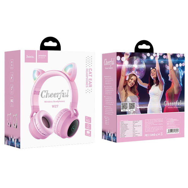 ყურსასმენი Hoco W27 Cat ear wireless headphones Pink