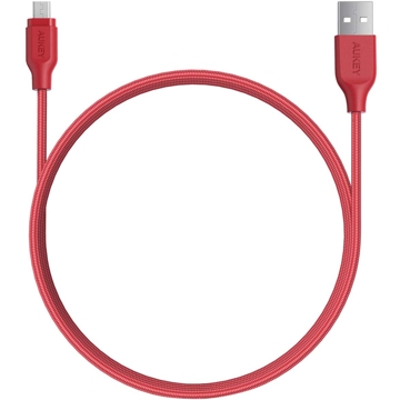 USB კაბელი Aukey CB-AM2 Braided Nylon Micro USB Cable 2m, Red