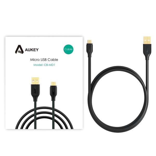 USB კაბელი Aukey CB-MD1 Gold-Plated Reinforced Qualcomm Quick Charge 2.0/3.0 Micro USB Cable 1m, Black