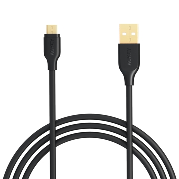 USB კაბელი Aukey CB-MD2 Gold-Plated Quick Charge Micro USB Cable 2m Black