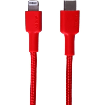 USB კაბელი AUKEY CB-CL2 RD USB-C To Lightning, 2m, Red