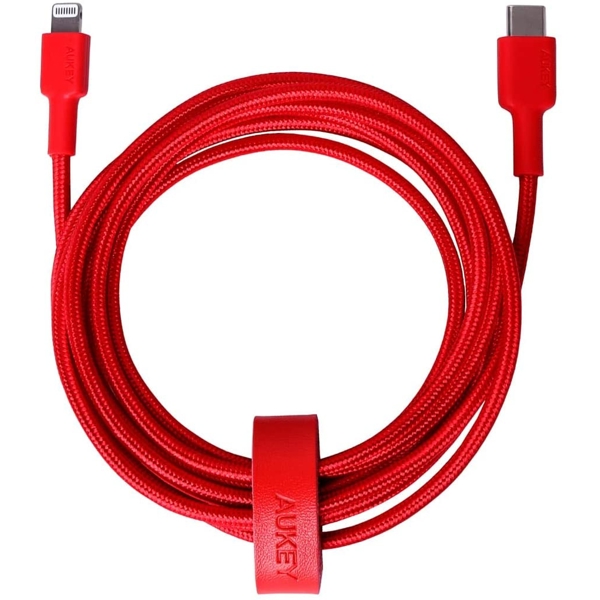 USB კაბელი AUKEY CB-CL2 RD USB-C To Lightning, 2m, Red