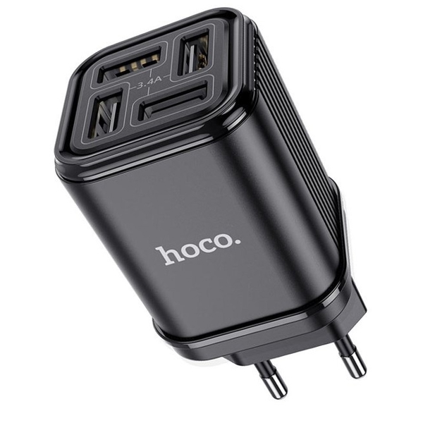 დამტენი Hoco C84A 4-Port USB Power Adapter Black