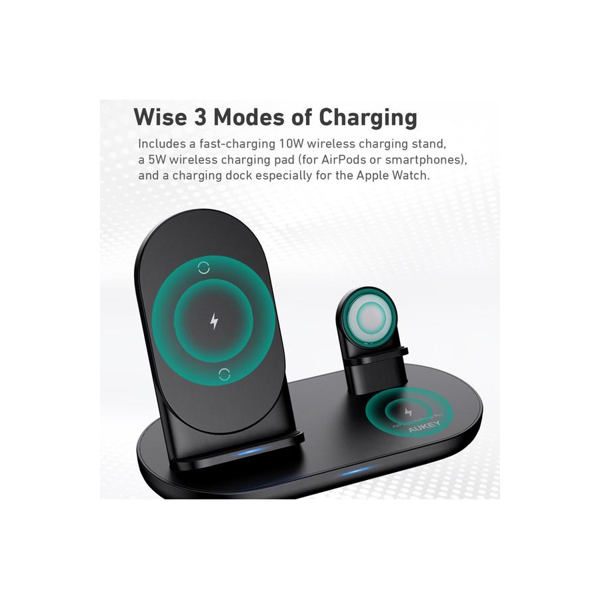 უკაბელო დამტენი Aukey LC-A3 BK AirCore Wireless Charging Station Black