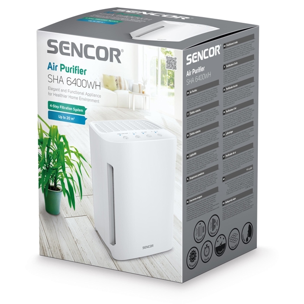 ჰაერის დამატენიანებელი Sencor SHA 6400WH Air Purifier, 3 Cleaning Speeds, 55DB(A), 60W, White