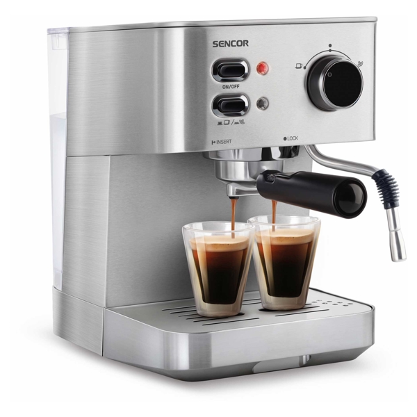 Sencor SES 4010SS Espresso Machine, 15 Bar, 1.5L, 1050W, Silver