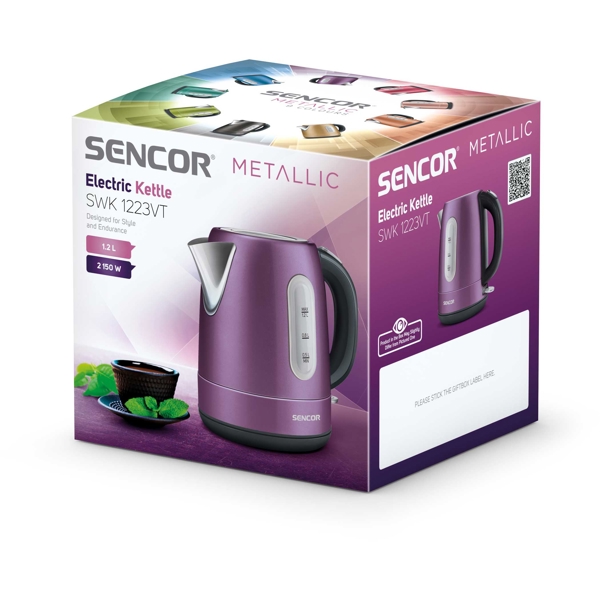  ელექტრო ჩაიდანი Sencor SWK 1223VT 1.2L, 2150W, Purple