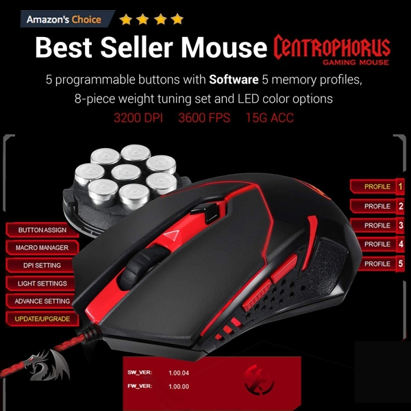 გეიმინგ კომპლექტი Redragon S101-BA, Mouse, Keyboard, Headset, Mouse Pad