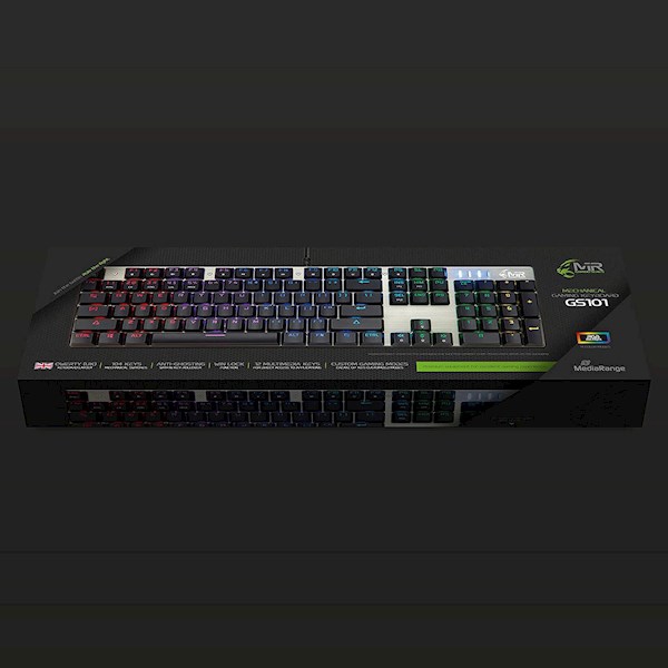 კლავიატურა Mediarange MRGS101, Mechanical Gaming Keyboard, RGB, USB, Black