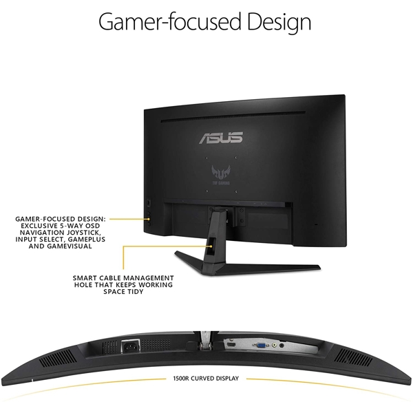 მონიტორი Asus VG328H1B TUF Gaming Monitor 31.5", Full HD (1920x1080), 165Hz, Extreme Low Motion Blur, 1ms (MPRT), Curved, Black