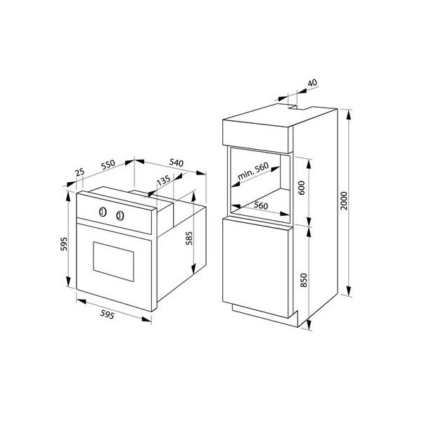  ჩასაშენებელი ღუმელი Hansa BOES68460 62L, 3500W, Black