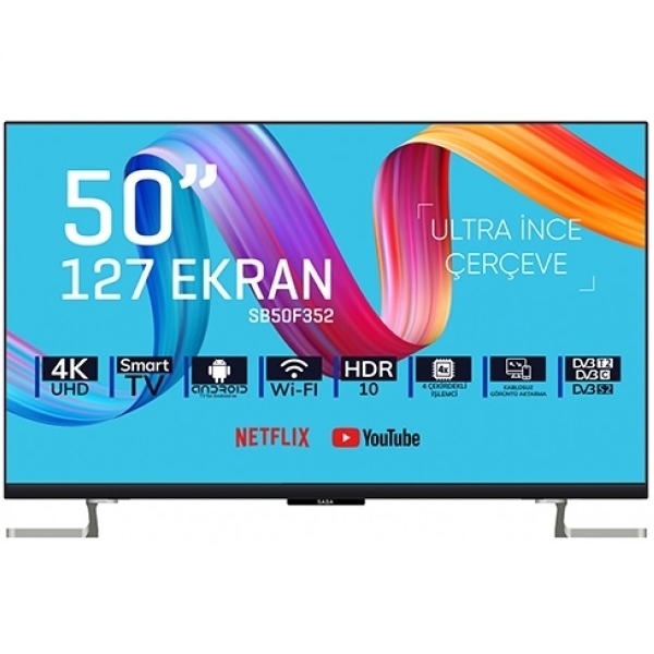 ტელევიზორი Saba SB50F352 Smart TV 50", ULTRA HD 3840 x 2160, 8 GB ROM, 3x HDMI, HDR10, Black