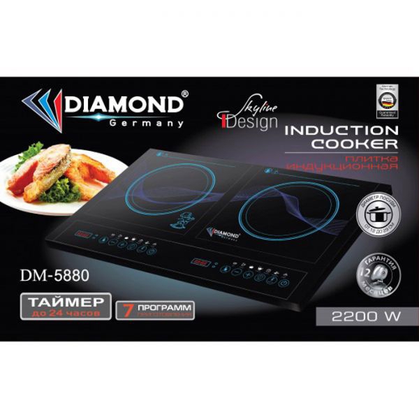 Diamond DM-5880 2200W, Induction Hob, Black