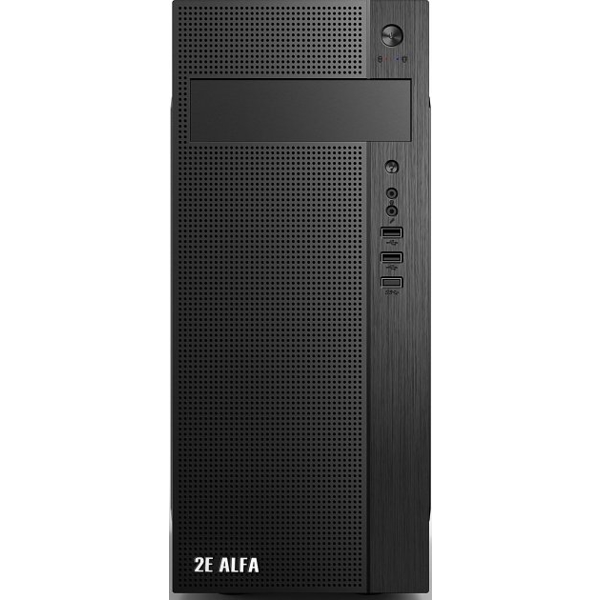 ქეისი 2E E185 Computer Case ALFA MidT, 2x USB2.0, 1x USB3.0, Steel (Side Panel), Without PSU, Black