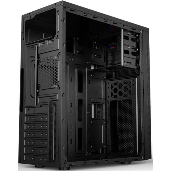 ქეისი 2E E185 Computer Case ALFA MidT, 2x USB2.0, 1x USB3.0, Steel (Side Panel), Without PSU, Black