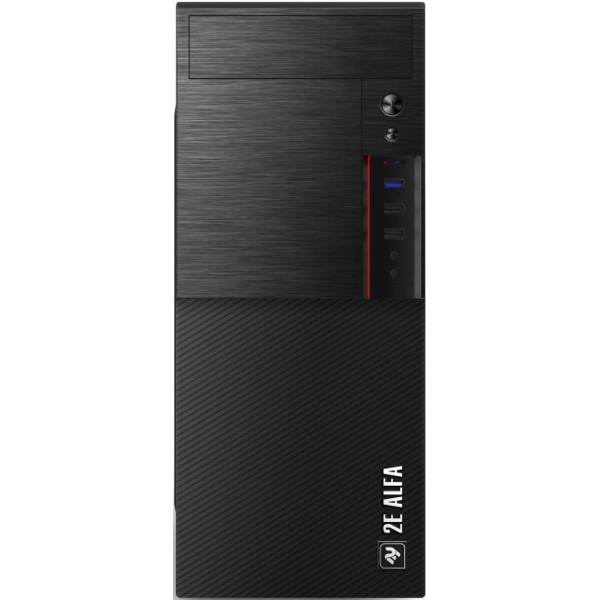 ქეისი 2E E190-3U Computer Case ALFA (E190-3U) MidT, 2x USB2.0, 1x USB3.0, Steel (Side Panel), Without PSU, Black