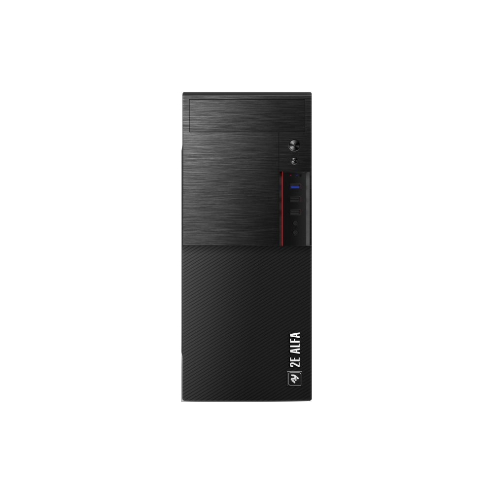 ქეისი 2E E190-3U Computer Case ALFA (E190-3U) MidT, 2x USB2.0, 1x USB3.0, Steel (Side Panel), Without PSU, Black