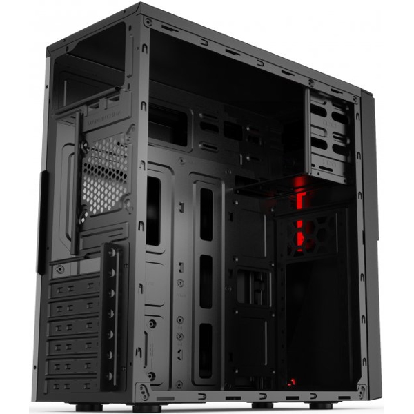 ქეისი 2E E190-3U Computer Case ALFA (E190-3U) MidT, 2x USB2.0, 1x USB3.0, Steel (Side Panel), Without PSU, Black