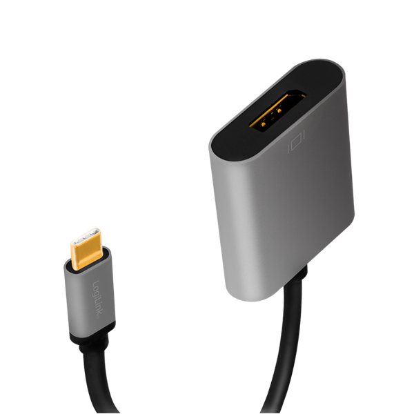 ადაპტერი Logilink CUA0102, USB 3.2 Gen1, USB-C To DP, 4K, Black/Grey
