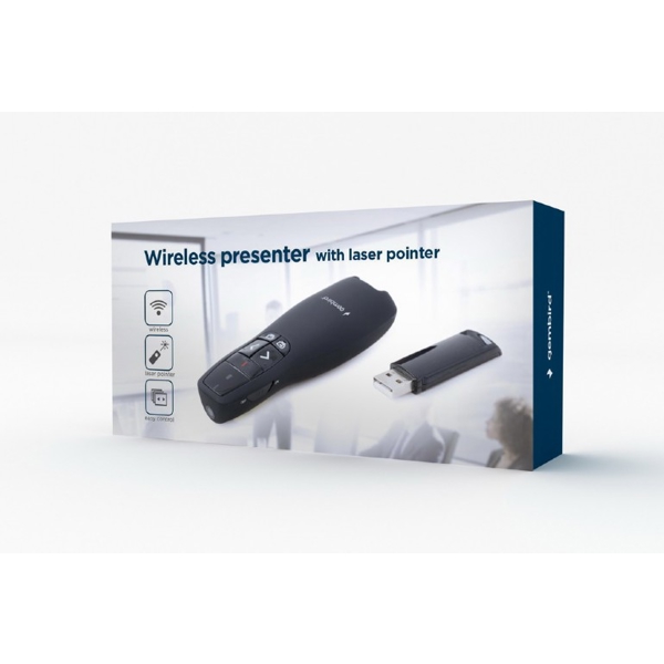 პრეზენტერი Gembird WP-L-02, Wireless, 2.4 GHz, 10m, Black