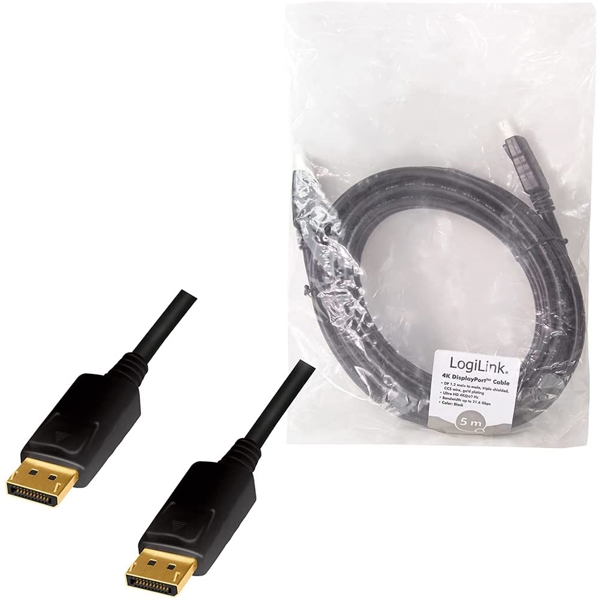 ვიდეო კაბელი Logilink CD0103 DisplayPort to DisplayPort 5m, Black