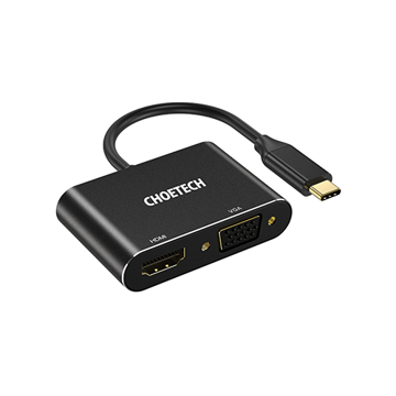 ადაპტერი Choetech HUB-M17, USB-C to HDMI+VGA Adapter, Black