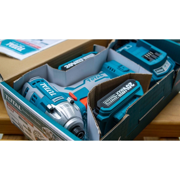 სახრახნისი Total TIRLI2002 Li-ion Cordless Impact Driver 20V, 2Ah, 170Nm, Blue/Silver