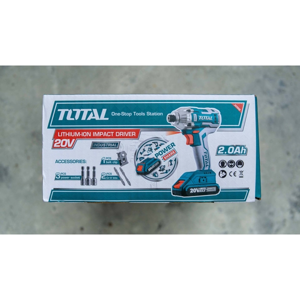 სახრახნისი Total TIRLI2002 Li-ion Cordless Impact Driver 20V, 2Ah, 170Nm, Blue/Silver