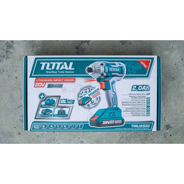 სახრახნისი Total TIRLI2002 Li-ion Cordless Impact Driver 20V, 2Ah, 170Nm, Blue/Silver