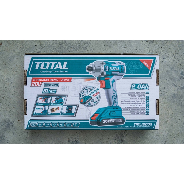 სახრახნისი Total TIRLI2002 Li-ion Cordless Impact Driver 20V, 2Ah, 170Nm, Blue/Silver