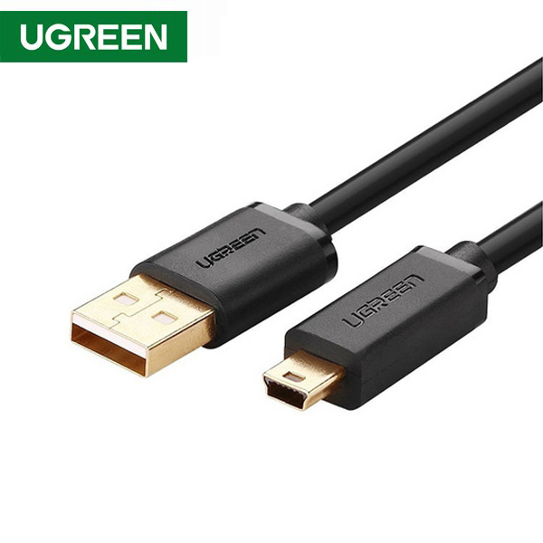 USB კაბელი UGREEN 10385 USB 2.0 A Male to Mini 5 Pin Male Cable 1.5m (Black)