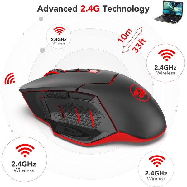 მაუსი Redragon M690, Gaming Mouse, Wireless, Black