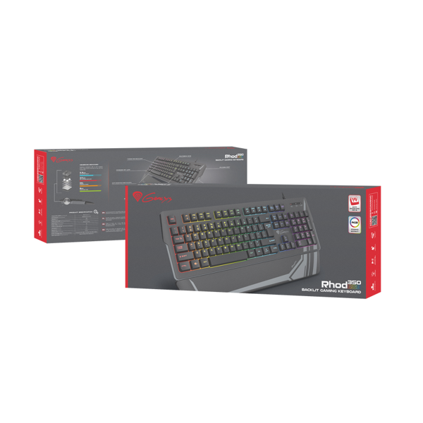  კლავიატურა Genesis RHOD 350 RU Gaming Keyboard Layout With RGB Blacklight USB Black