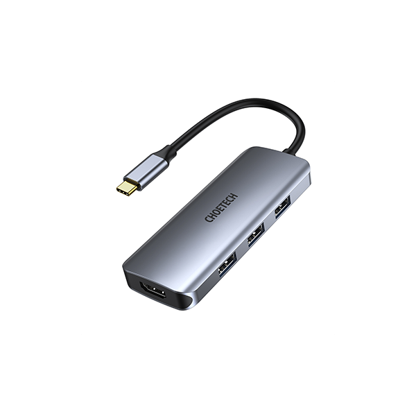 ადაპტერი Choetech HUB-M19, USB-C to HDMI, Multiport Adapter, Silver