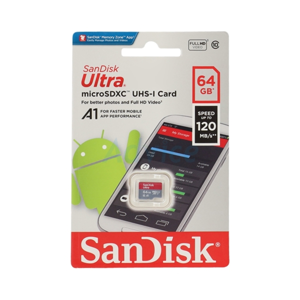 მეხსიერების ბარათი Sandisk SDSQUA4-064G-GN6MN, 64GB, MicroSD UHS-I, Red/Gray