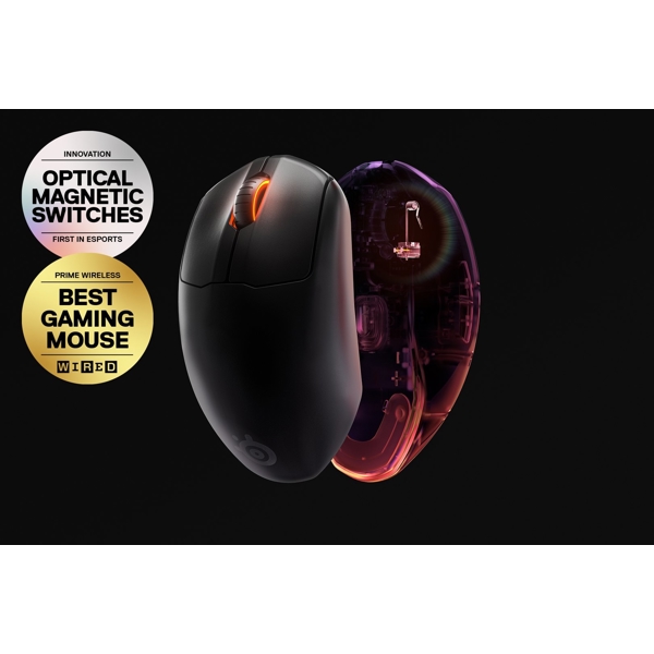 მაუსი SteelSeries 62593_SS Prime Wireless Optical Gaming Mouse, RGB, USB, Black