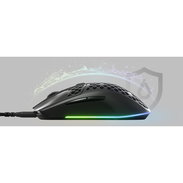 მაუსი SteelSeries Aerox 3 Wired Optical Gaming Mouse, RGB, USB-C, Ultra-Lightweight, Black