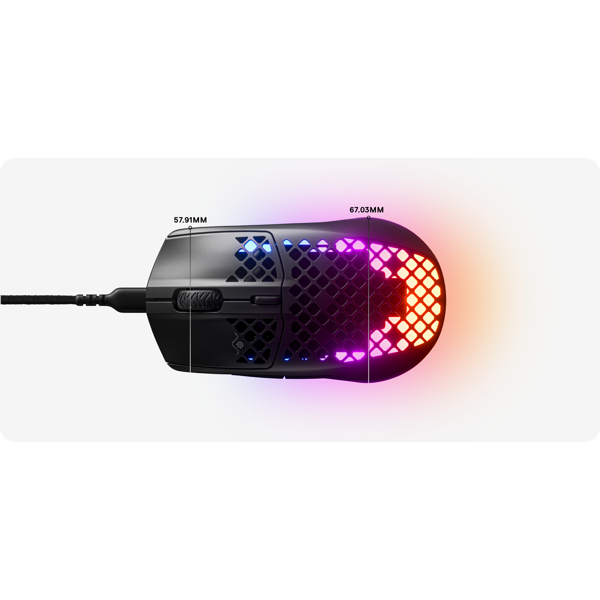 მაუსი SteelSeries Aerox 3 Wired Optical Gaming Mouse, RGB, USB-C, Ultra-Lightweight, Black