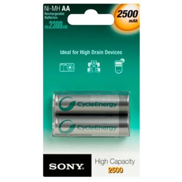 ელემენტი Sony NHAAB2E Rechargeable AA Battery, 2500 mAh,1.2V, 2 PCS