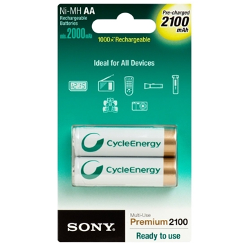 ელემენტი Sony NHAAB2K Rechargeable AA Battery, 2100 mAh,1.2V, 2 PCS