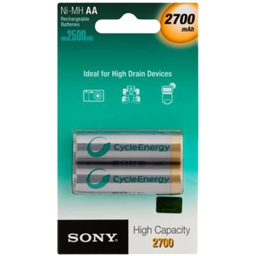 ელემენტი Sony NHAAB2F Rechargeable AA Battery, 2700 mAh,1.2V, 2 PCS