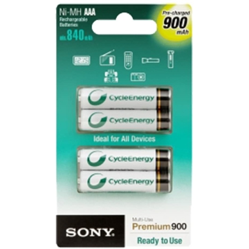 ელემენტი Sony NHAAAB4G, Rechargeable AAA Battery, 900 mAh, 1.2V, 4 PCS