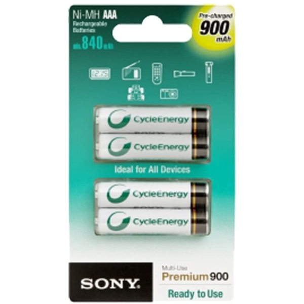 ელემენტი Sony NHAAAB4G, Rechargeable AAA Battery, 900 mAh, 1.2V, 4 PCS