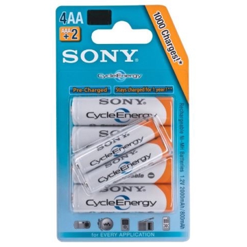 ელემენტი Sony NHAAB4X2K Rechargeable AA/AAA Battery, 2000/800 mAh,1.2V, 6 PCS