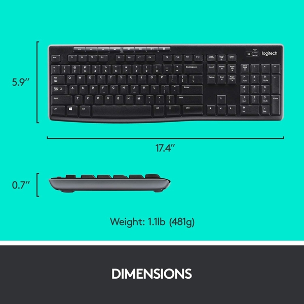 კლავიატურა+მაუსი Logitech MK270 Wireless Keyboard Black