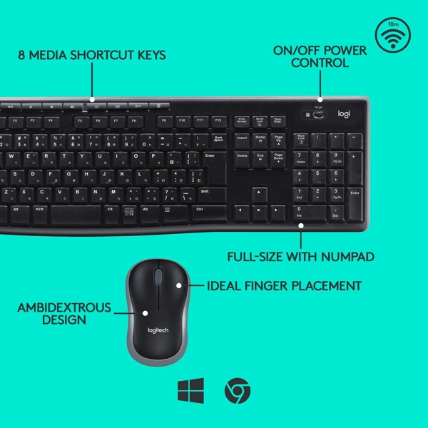 კლავიატურა+მაუსი Logitech MK270 Wireless Keyboard Black