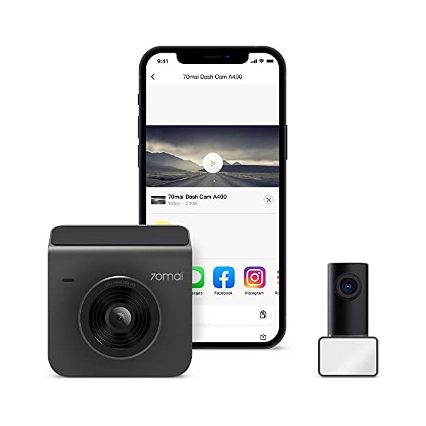 მანქანის ვიდეო რეგისტრატორი Xiaomi 70mai Dash Cam A400 Black+Rear Cam RC09 Set Gray