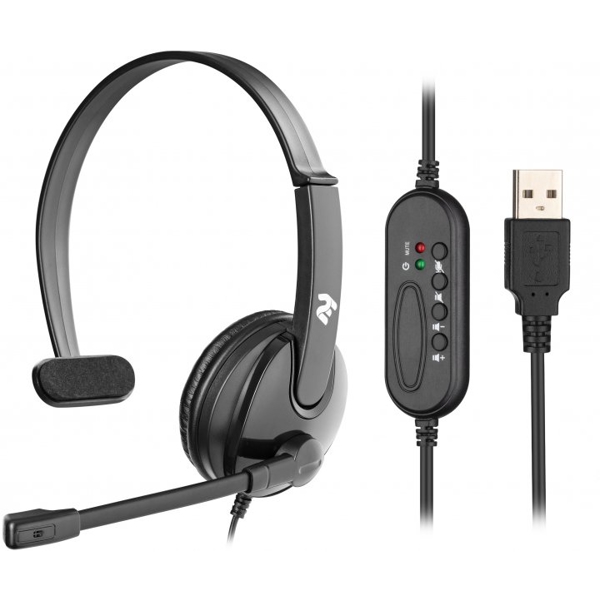 ყურსასმენი 2E CH12MU, Mono Headphones, Wired, USB, Black