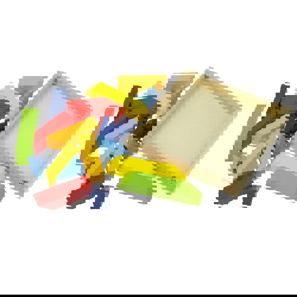 ასაწყობი ხის ფაზლი Goki 57572-3, World of shapes - square, 20part